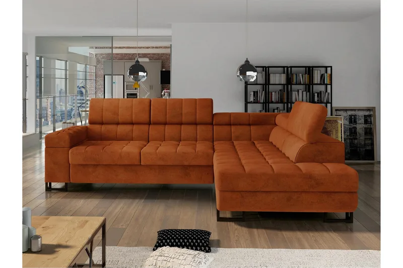 Warwick Sovesofa Med 3-Seters Sjeselong - Oransje - Møbler - Sofaer - Sovesofaer