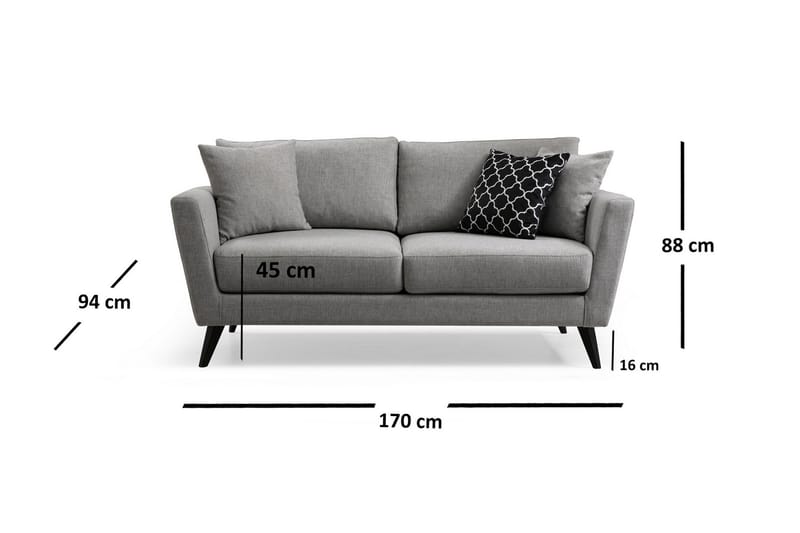 Wikins 2-Seter Sofa - Grå - 2 seter sofa