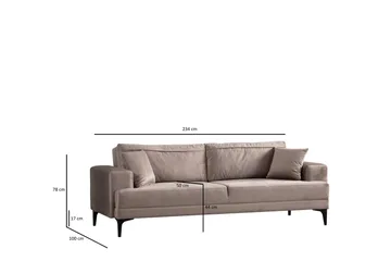 Winskill 3-seters Sofa - Beige - Møbler - Sofaer - Sofa 3 seter