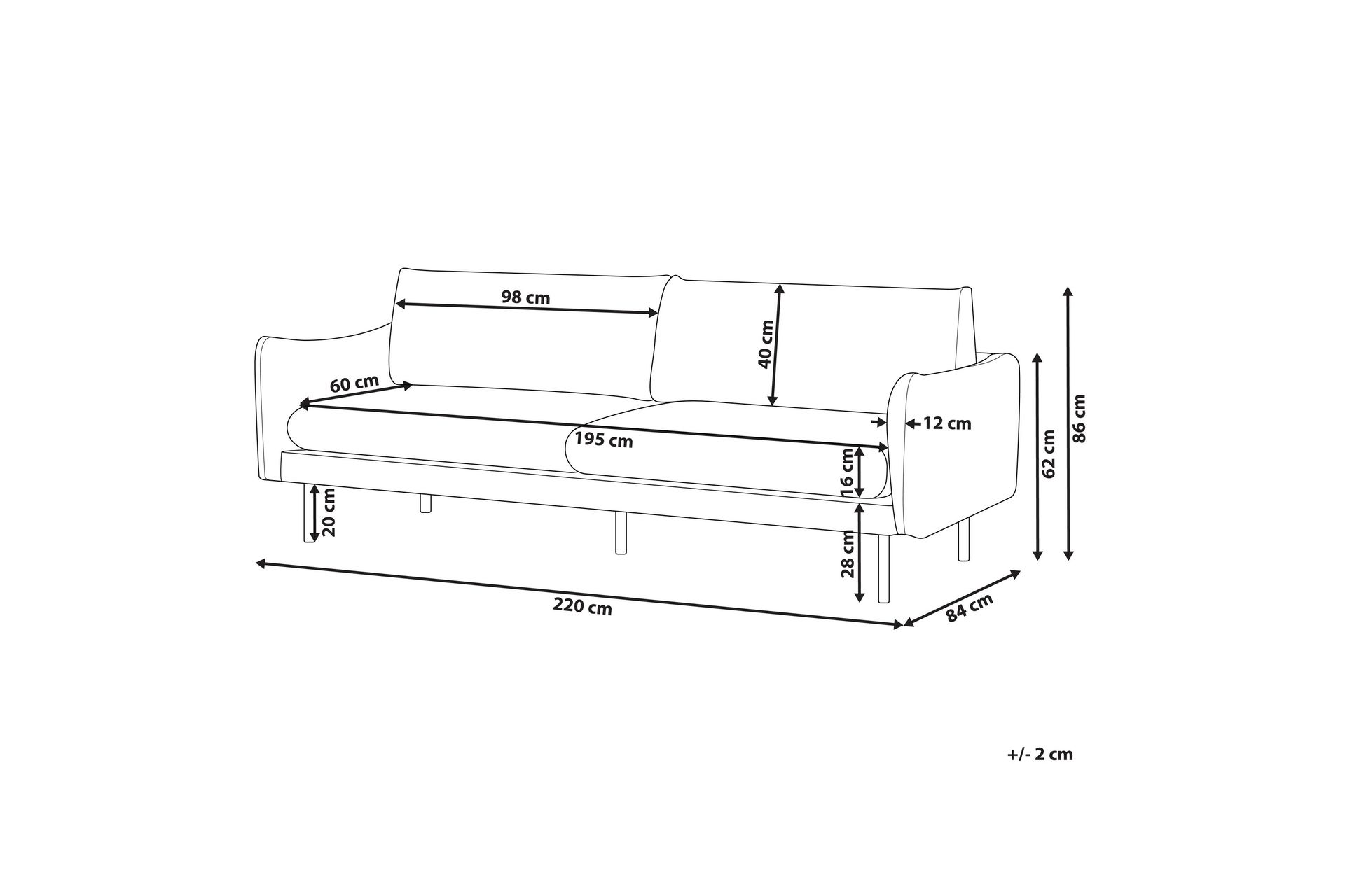 Woodal Sofa 3-seter - Blå/Svart - Møbler - Sofaer - Sofa 3 seter