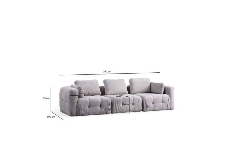 Yvara Sofa 3-sits - Grå - Møbler - Sofaer - Modulsofaer - Komplett modulsofa