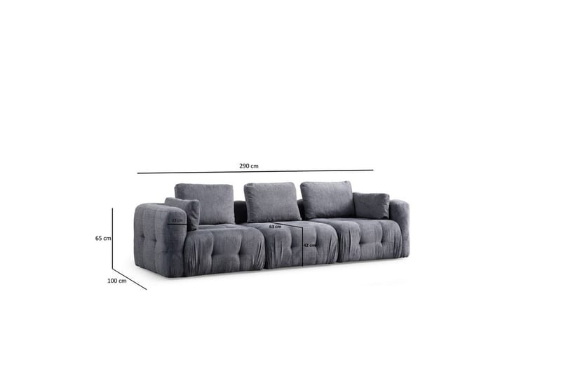 Yvara Sofa 3-sits - Grå - Møbler - Sofaer - Sofa 3 seter