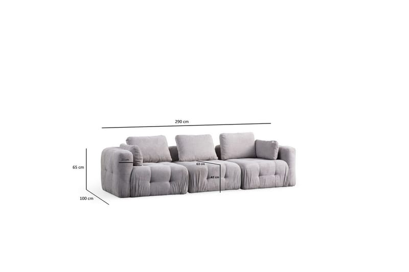 Yvara Sofa 3-sits - Grå - Møbler - Sofaer - Sofa 3 seter