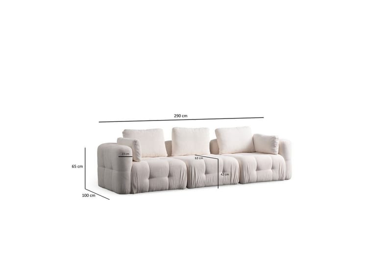 Yvara Sofa 3-sits - Hvit - Møbler - Sofaer - Sofa 3 seter