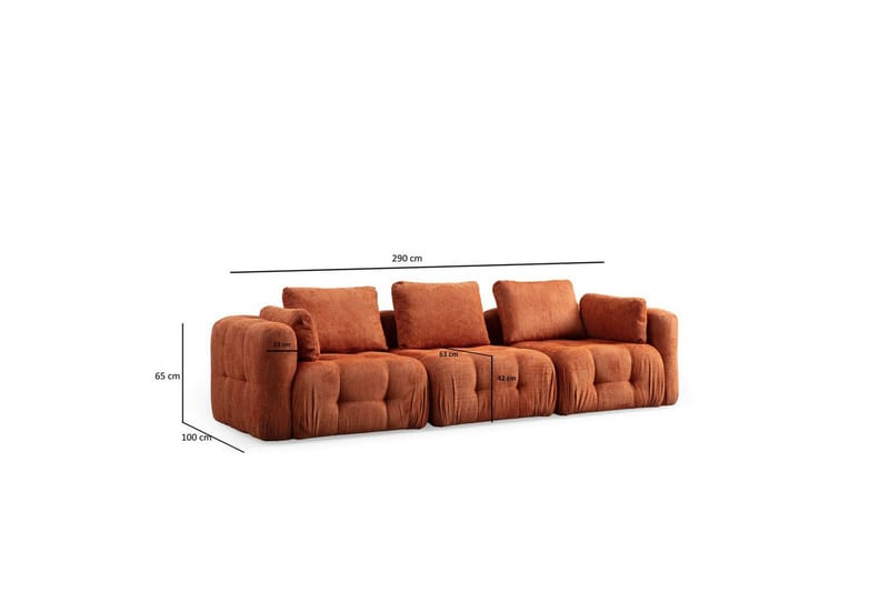 Yvara Sofa 3-sits - Oransje - Møbler - Sofaer - Modulsofaer - Komplett modulsofa