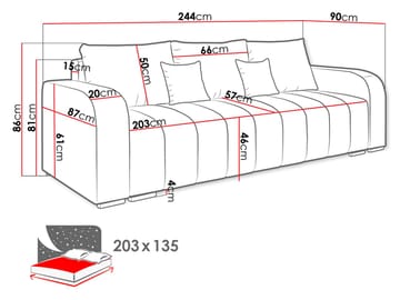 Zulueta 3-seters sovesofa - grå - Møbler - Sofaer - Sovesofaer