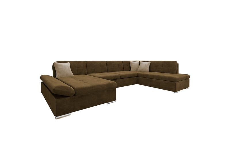 Zumar Sofa med Sjeselong og Divan 4-seter, Brun/Beige