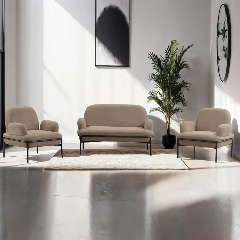 Zyricus sofagruppe 2-seters sofa + 2 lenestoler Teddy - Cappuccino - Møbler - Sofaer - Sofagrupper