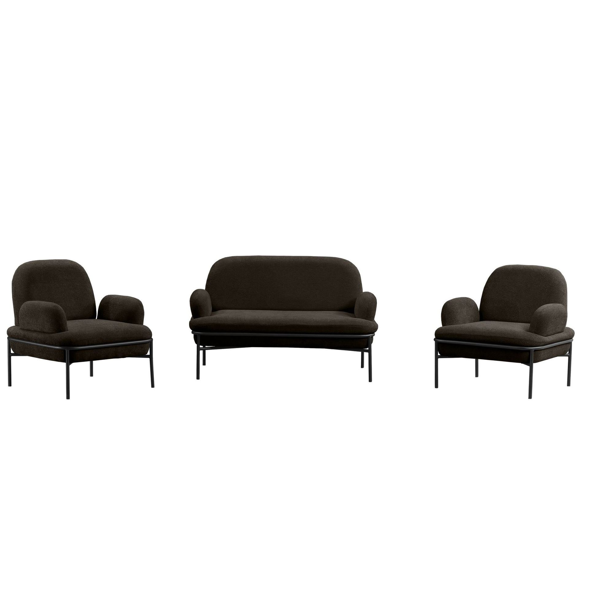 Zyricus sofagruppe 2-seters sofa + 2 lenestoler Teddy - Antrasitt