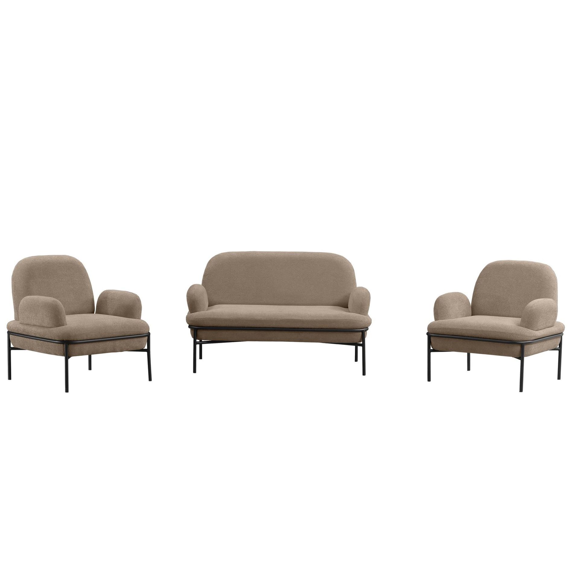 Zyricus sofagruppe 2-seters sofa + 2 lenestoler Teddy - Cappuccino