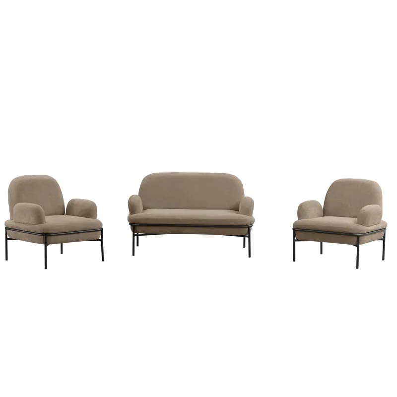 Zyricus sofagruppe 2-seters sofa + 2 lenestoler Teddy, Cappuccino
