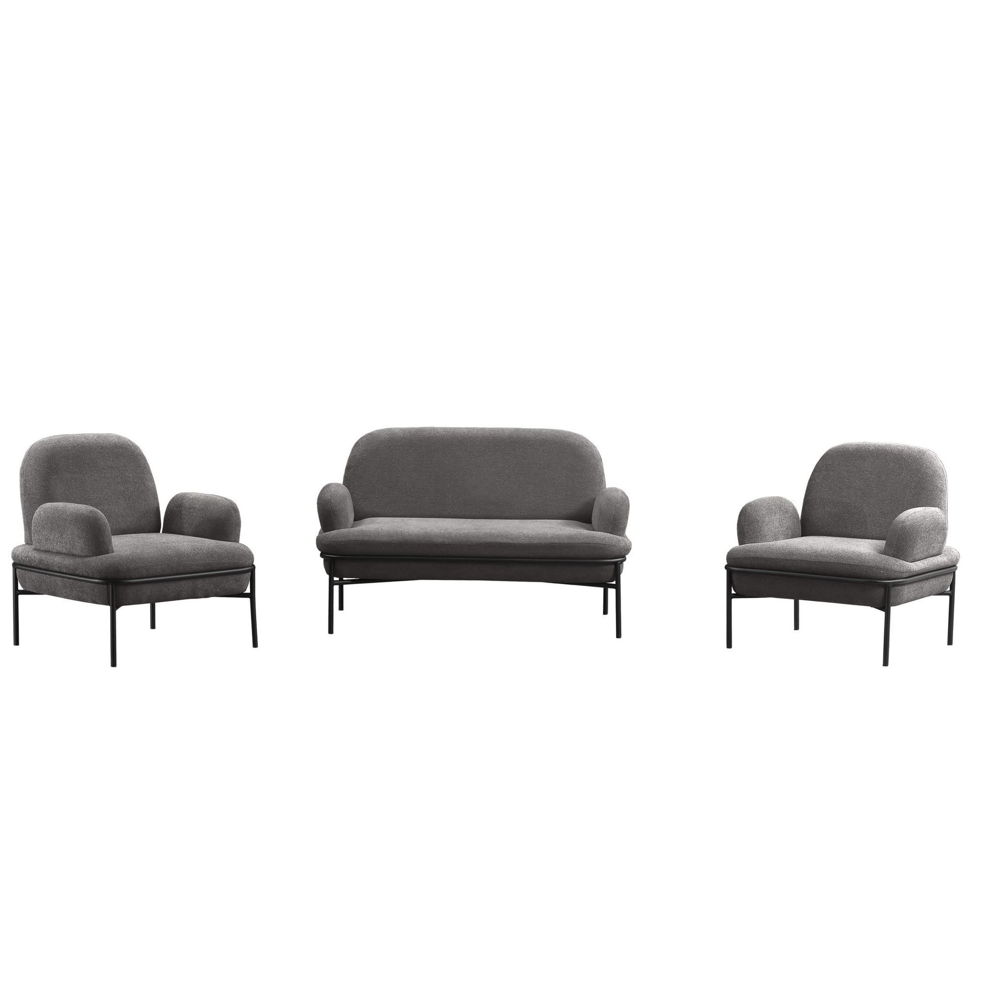 Zyricus sofagruppe 2-seters sofa + 2 lenestoler Teddy - Grå