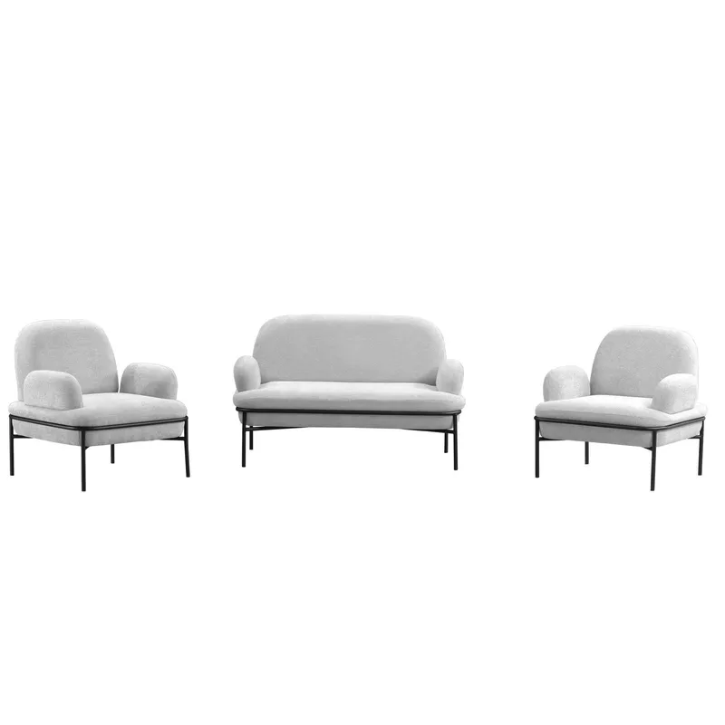 Zyricus sofagruppe 2-seters sofa + 2 lenestoler Teddy, Hvit