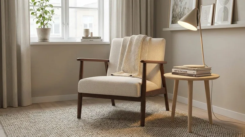 Ängsbro lenestol i stoff - Beige - Møbler - Stoler & lenestoler - Lenestoler