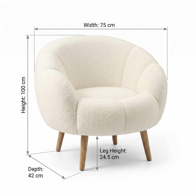 Ørelappstol Atelier Del Sofa Lida (75 x 100 x 42 cm) hvit - Møbler - Stoler & lenestoler - Lenestoler