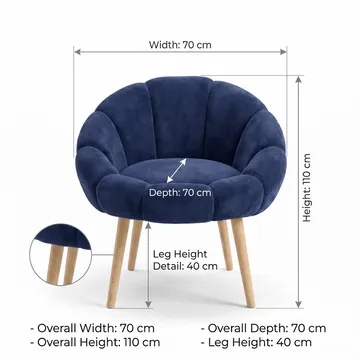Ørelappstol Atelier Del Sofa Papatya (70 x 110 x 70 cm) Antrasitt - Blå - Møbler - Stoler & lenestoler - Lenestoler