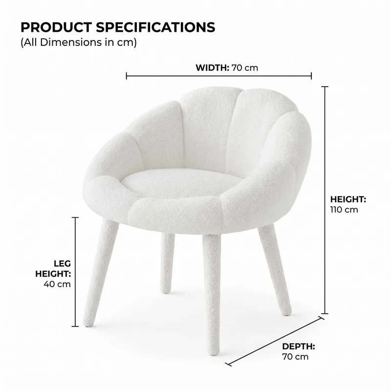 Ørelappstol Atelier Del Sofa Papatya (70 x 110 x 70 cm) Hvit - Møbler - Stoler & lenestoler - Lenestoler