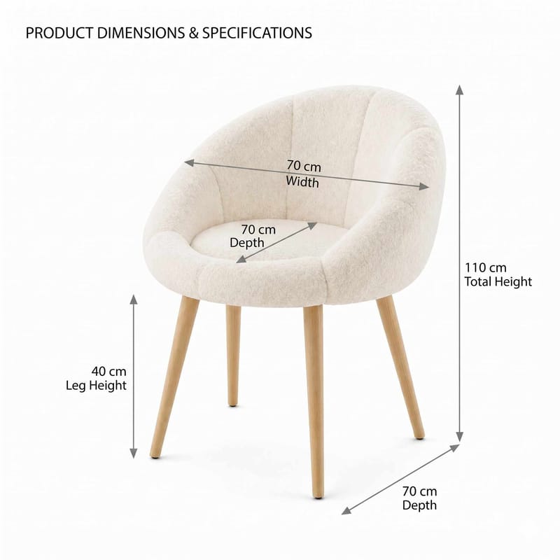 Ørelappstol Atelier Del Sofa Papatya (70 x 110 x 70 cm) Hvit valnøtt - Møbler - Stoler & lenestoler - Lenestoler