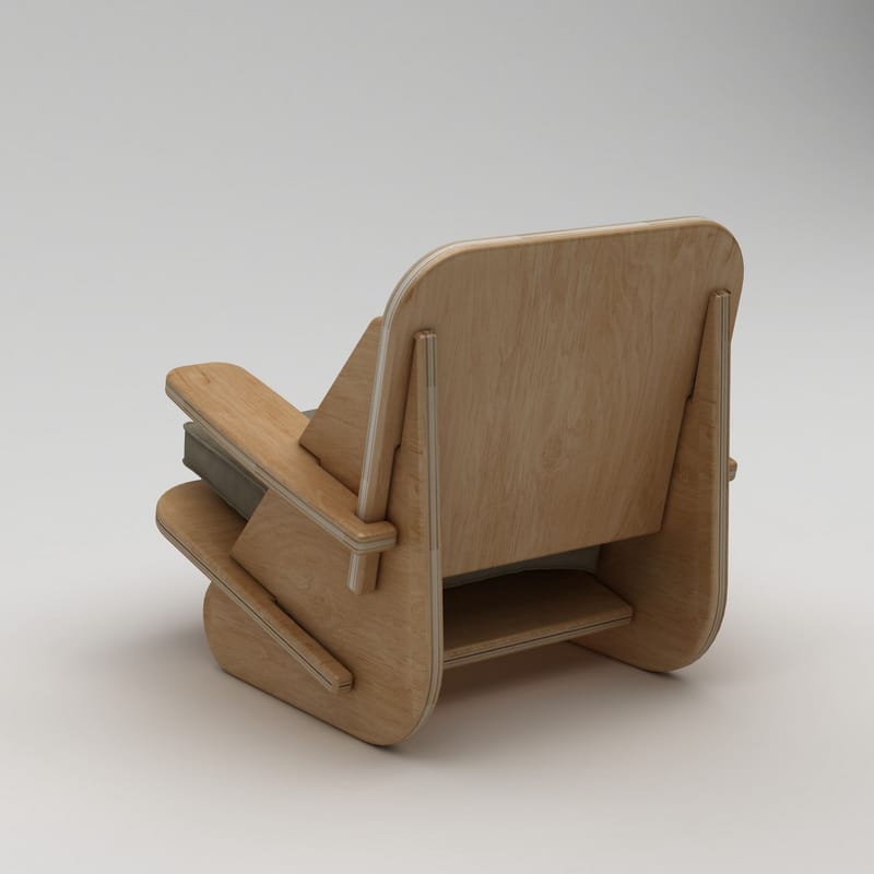 Ørelappstol Homitis Stylish (55 x 60 x 55 cm) naturtre khaki - Naturlig tre og khaki - Møbler - Stoler & lenestoler - Lenestoler
