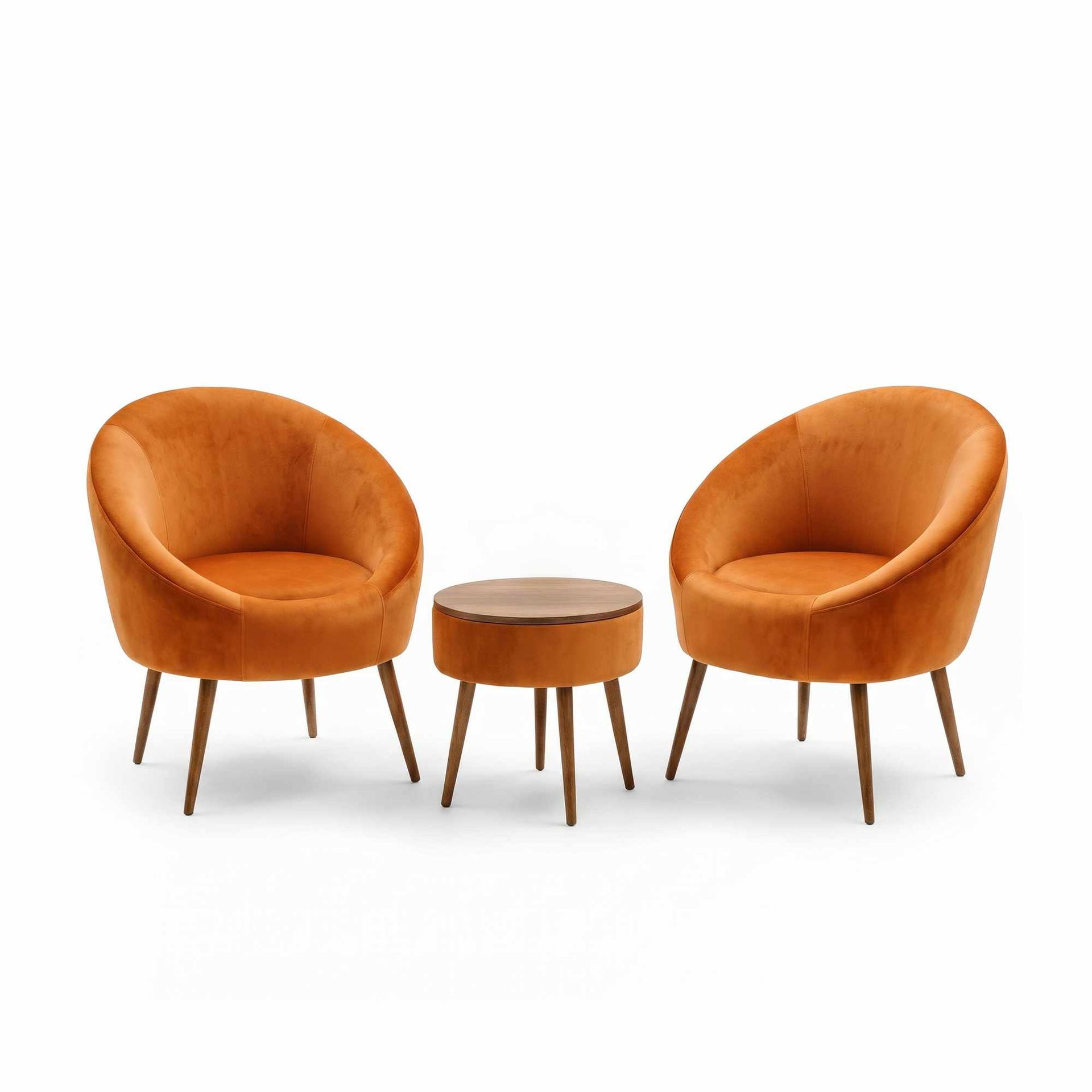 Ørelappstol- og salongbordsett (3 deler) Atelier Del Sofa Lida Babyface (75 x 100 x 42 cm) Oransje -