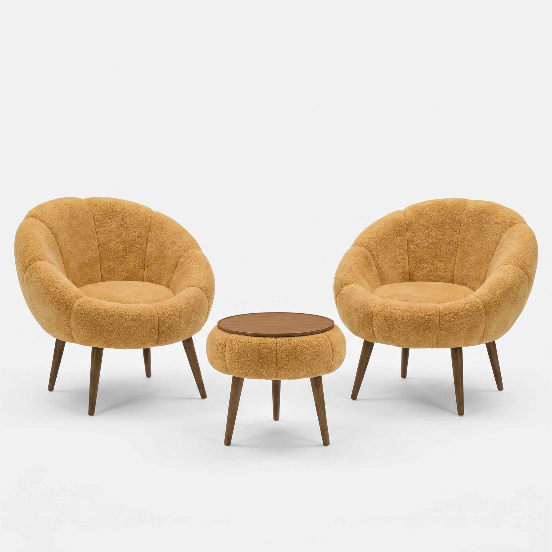 Ørelappstol- og salongbordsett (3 deler) Atelier Del Sofa Lida Wellsoft (75 x 100 x 42 cm) Brun -