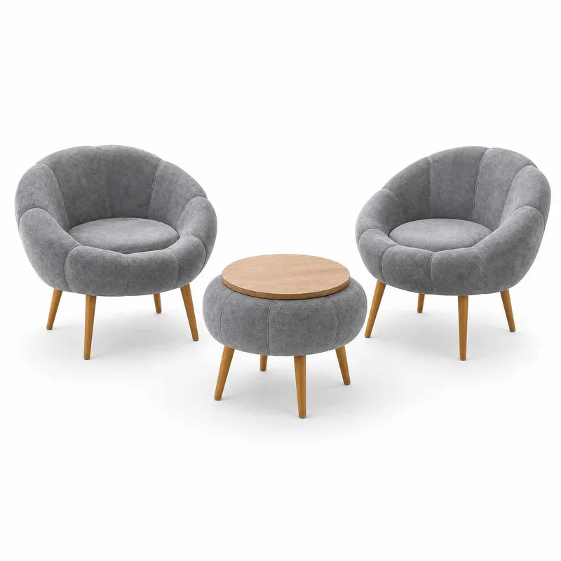 Ørelappstol- og salongbordsett (3 deler) Atelier Del Sofa Lida Wellsoft (75 x 100 x 42 cm) Grå, undefined