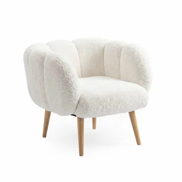 Ørelappstol- og sidebordsett (2 deler) Atelier Del Sofa Lotus (70 x 94 x 42 cm) Hvit - Møbler - Stoler & lenestoler - Lenestoler