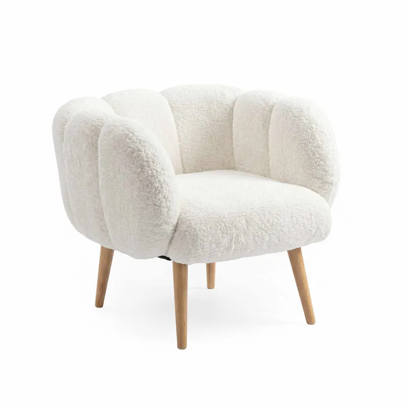 Ørelappstol- og sidebordsett (2 deler) Atelier Del Sofa Lotus (70 x 94 x 42 cm) Hvit, undefined