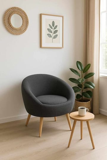 Ørelappstol- og sidebordsett (2 deler) Atelier Del Sofa Tea set (70 x 94 x 42 cm) Antrasitt - Antrasitt - Møbler - Stoler & lenestoler - Lenestoler