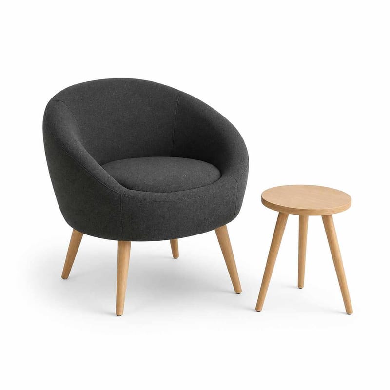 Ørelappstol- og sidebordsett (2 deler) Atelier Del Sofa Tea set (70 x 94 x 42 cm) Antrasitt - Antrasitt - Møbler - Stoler & lenestoler - Lenestoler