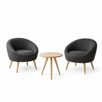Ørelappstol- og sidebordsett (3 deler) Atelier Del Sofa Tea set (70 x 94 x 42 cm) Antrasitt - Antrasitt - Møbler - Stoler & lenestoler - Lenestoler
