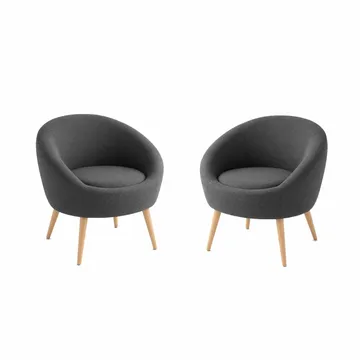 Ørelappstol- og sidebordsett (3 deler) Atelier Del Sofa Tea set (70 x 94 x 42 cm) Antrasitt - Antrasitt - Møbler - Stoler & lenestoler - Lenestoler