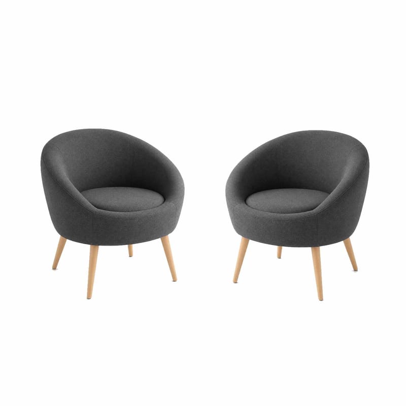 Ørelappstol- og sidebordsett (3 deler) Atelier Del Sofa Tea set (70 x 94 x 42 cm) Antrasitt - Antrasitt - Møbler - Stoler & lenestoler - Lenestoler