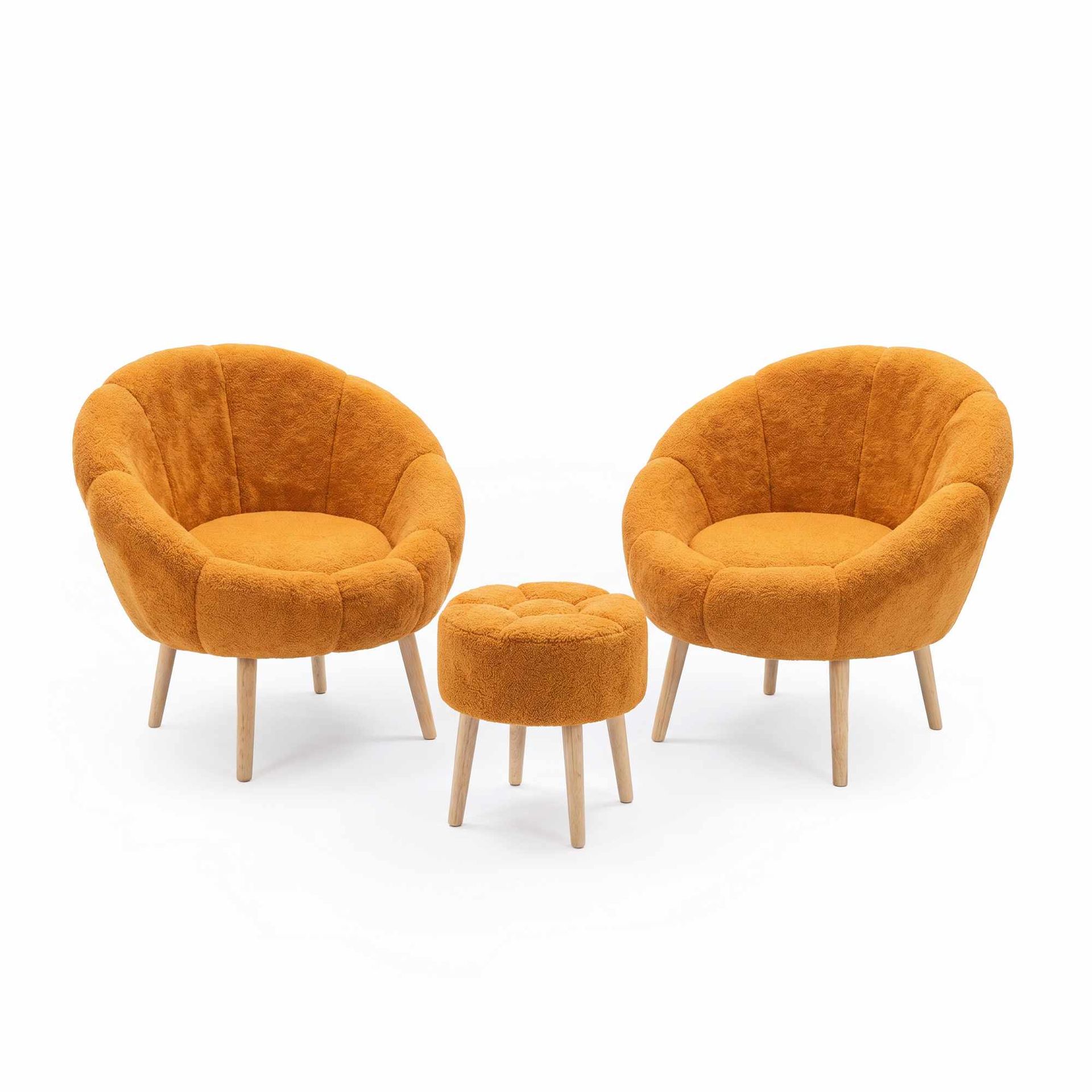 Ørelappstol- og puffsett (3 deler) Atelier Del Sofa Lida Wellsoft (75 x 100 x 42 cm) Oransje -