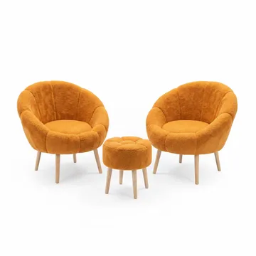 Ørelappstol- og puffsett (3 deler) Atelier Del Sofa Lida Wellsoft (75 x 100 x 42 cm) Oransje