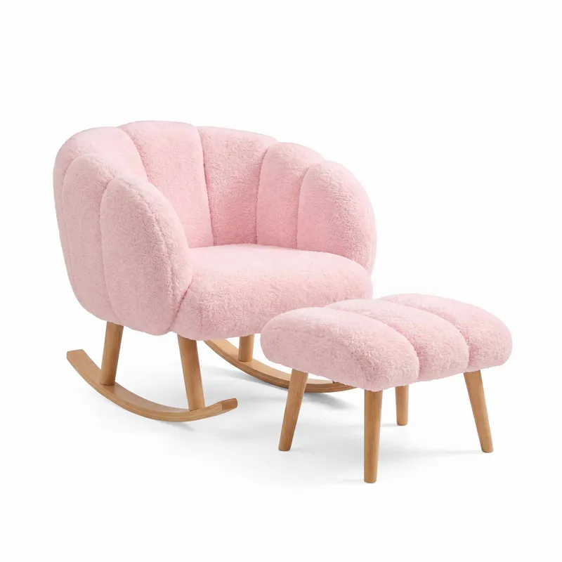 Ørelappstol- og puffesett (2 deler) Atelier Del Sofa Lotus (70 x 94 x 42 cm) Rosa