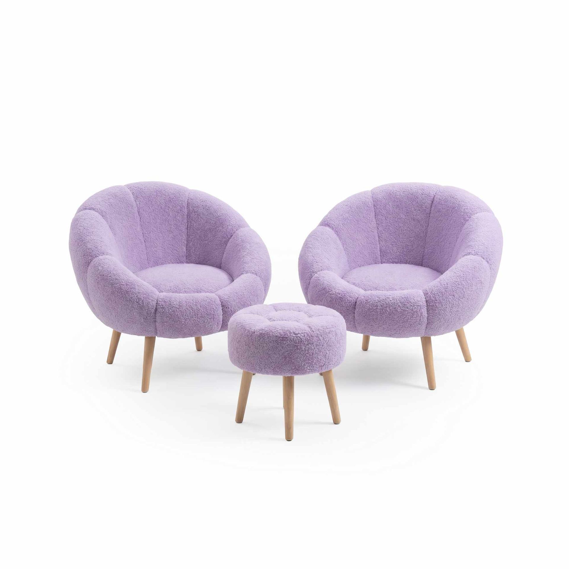 Ørelappstol- og puffsett (3 deler) Atelier Del Sofa Lida Wellsoft (75 x 100 x 42 cm) Syrin -