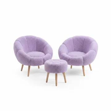Ørelappstol- og puffsett (3 deler) Atelier Del Sofa Lida Wellsoft (75 x 100 x 42 cm) Syrin