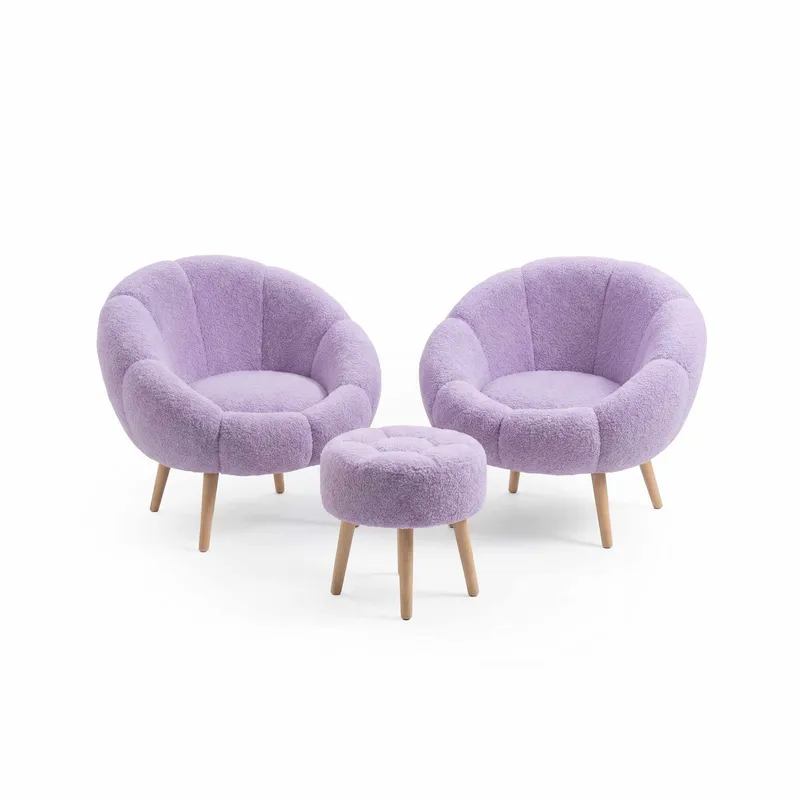 Ørelappstol- og puffsett (3 deler) Atelier Del Sofa Lida Wellsoft (75 x 100 x 42 cm) Syrin - Møbler - Stoler & lenestoler - Lenestoler