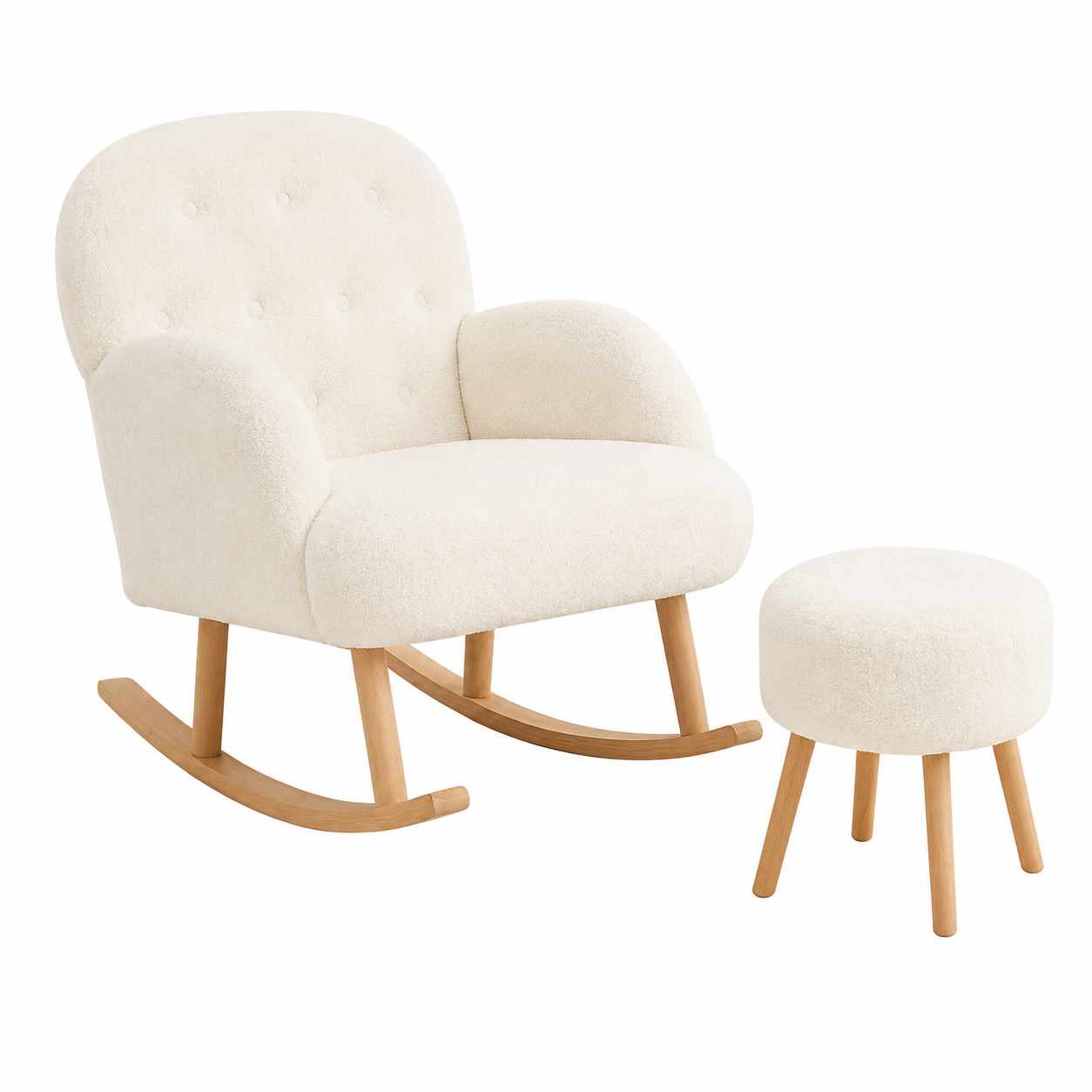Ørelappstol- og puffesett (2 deler) Atelier Del Sofa Dugmeli (80 x 85 x 65 cm) Hvit -