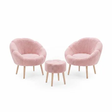 Ørelappstol- og puffsett (3 deler) Atelier Del Sofa Lida Wellsoft (75 x 100 x 42 cm) Rosa