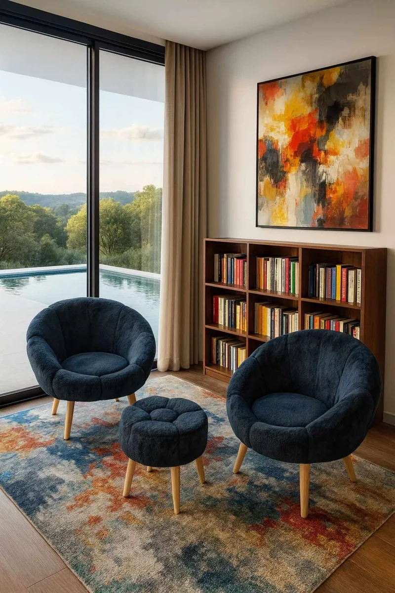 Ørelappstol- og puffsett (3 deler) Atelier Del Sofa Lida Wellsoft (75 x 100 x 42 cm) Antrasitt - Møbler - Stoler & lenestoler - Lenestoler