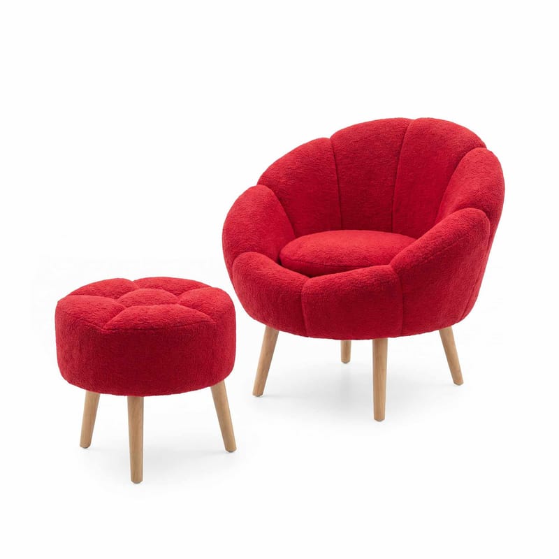 Ørelappstol- og puffesett (2 deler) Atelier Del Sofa Lida (75 x 100 x 42 cm) Fuksia, undefined