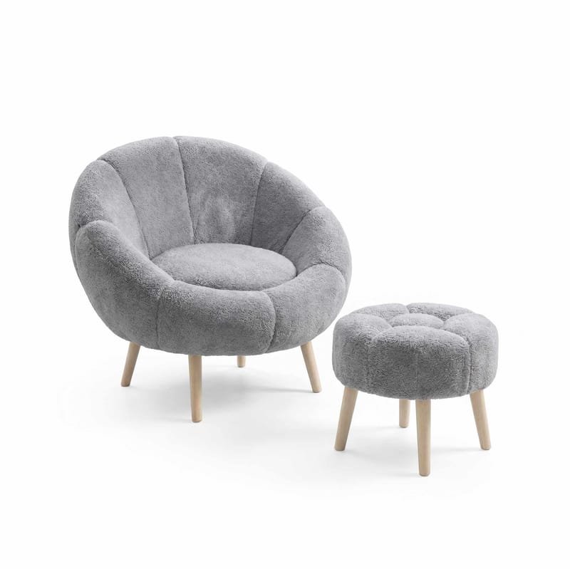 Ørelappstol- og puffesett (2 deler) Atelier Del Sofa Lida (75 x 100 x 42 cm) Grå, undefined