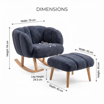 Ørelappstol- og puffesett (2 deler) Atelier Del Sofa Lotus (70 x 94 x 42 cm) Antrasitt - Antrasitt - Møbler - Stoler & lenestoler - Lenestoler