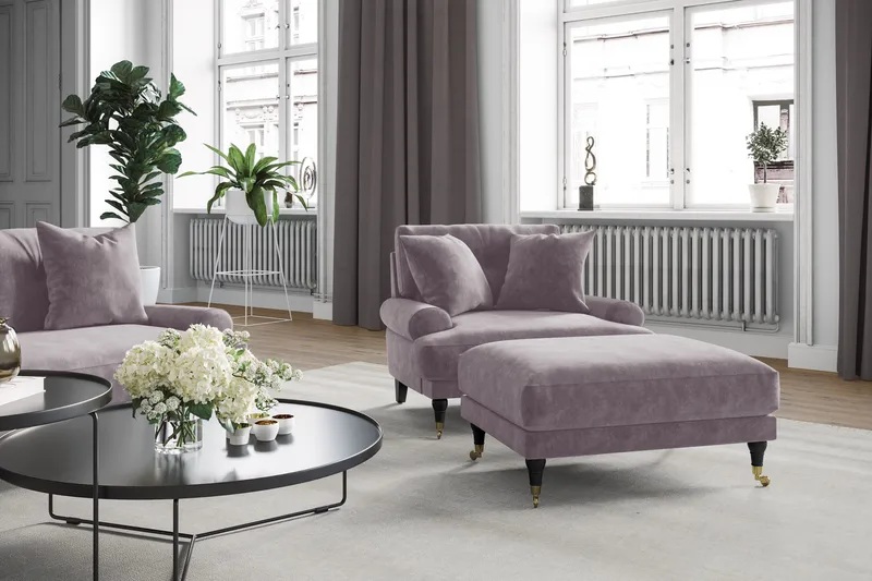 Andrew Loveseat Fløyel - Lilla/Messing - Møbler - Stoler & lenestoler - Lenestoler