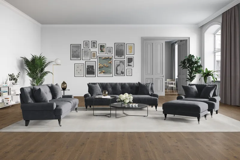 Andrew Loveseat Fløyel - Mørkegrå/Krom - Møbler - Stoler & lenestoler - Lenestoler