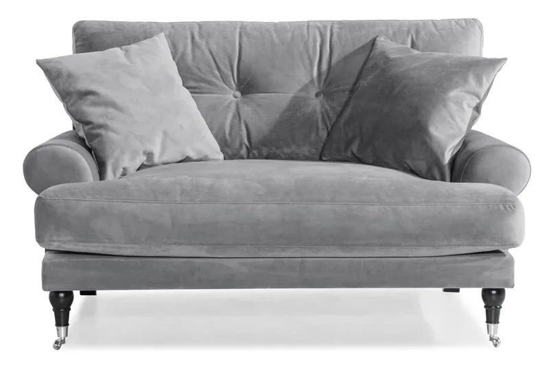 Andrew Loveseat Fløyel - Sølvgrå/Krom - Møbler - Stoler & lenestoler - Lenestoler