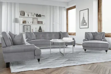 Andrew Loveseat Fløyel - Sølvgrå/Krom - Møbler - Stoler & lenestoler - Lenestoler