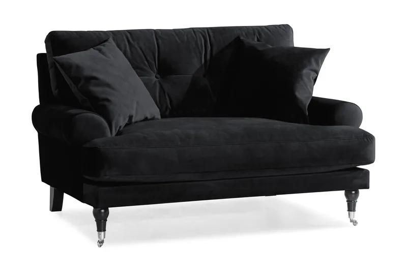 Andrew Loveseat Fløyel, Svart/Krom